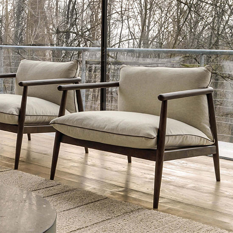 Nordic Modern Chaise Minimalista Tessuto progettato in tessuto singolo Sedia accento per soggiorno