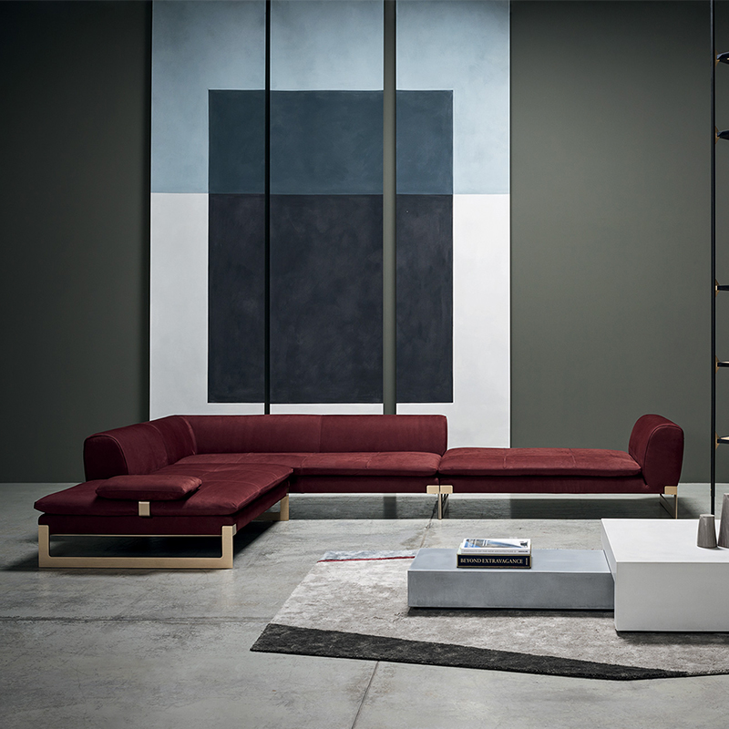 gamba d\'oro di lusso italiano 7 posti a forma di forma angolare divano set di divano set di mobili